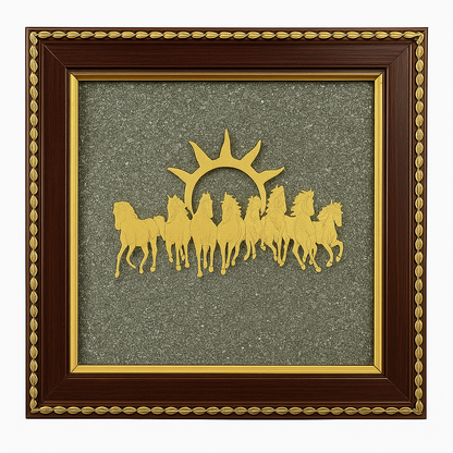 7 Horses on Raw Pyrite Frame