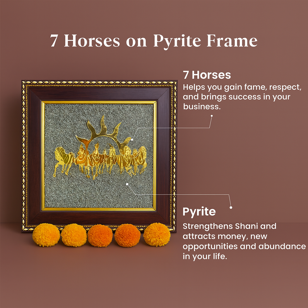 7 Horses on Raw Pyrite Frame