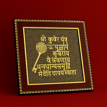 Shree Kuber Yantra on Raw Pyrite Frame