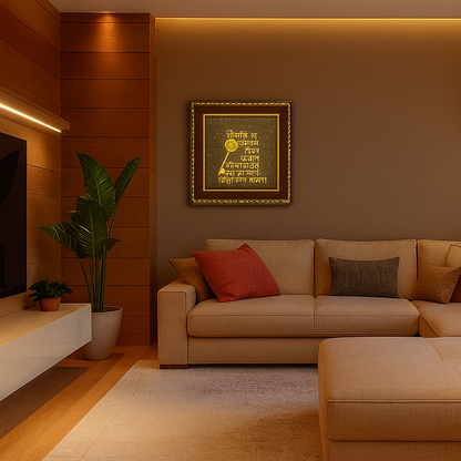 Shree Kuber Yantra on Raw Pyrite Frame