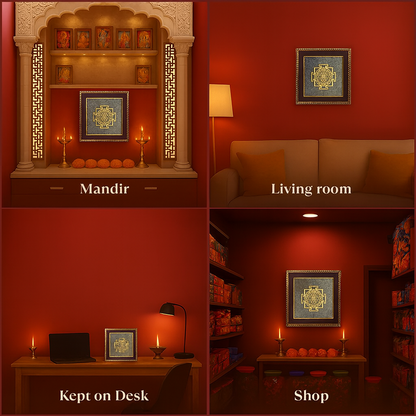 Shree Yantra on Raw Pyrite Frame